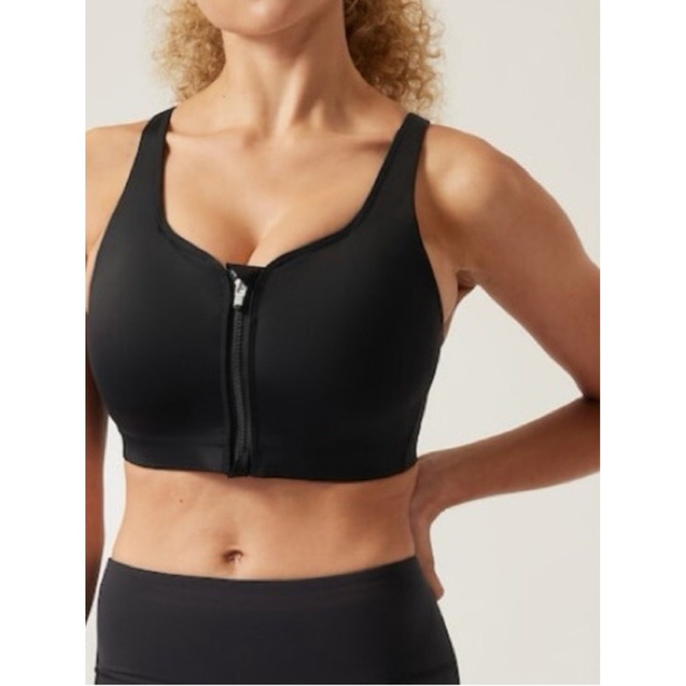 Athleta | Black Advance Zip-Front Sports Bra 36DD